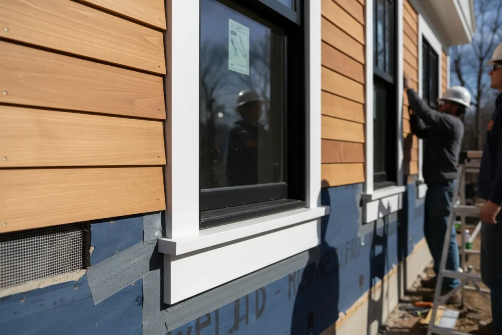 Quality exterior craftsmanship on a custom home showing siding and trim details