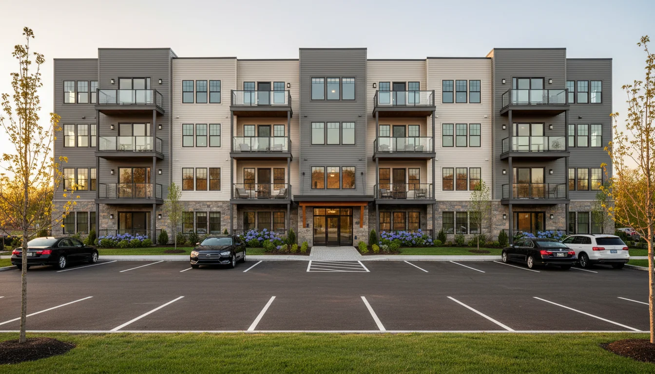 Completed multifamily building in Massachusetts ready for tenant occupancy