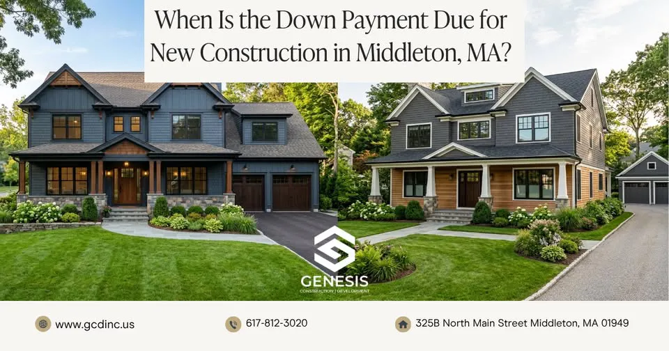 When Is the Down Payment Due for New Construction in Middleton, MA?